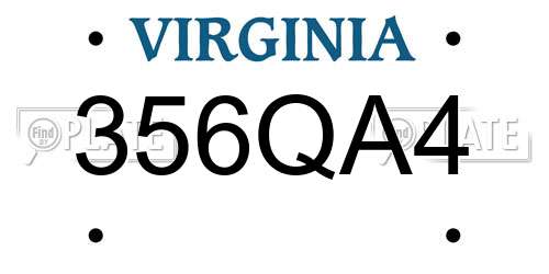 356QA4 Virginia License Plate