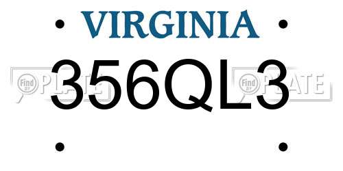 356QL3 Virginia License Plate