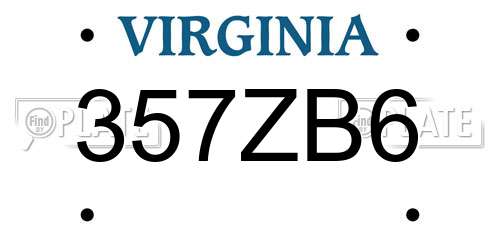 357ZB6 Virginia License Plate