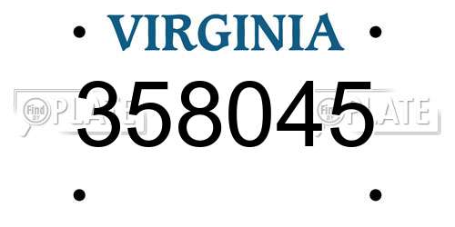 358045 Virginia License Plate