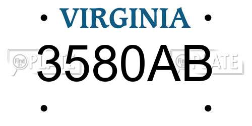3580AB Virginia License Plate