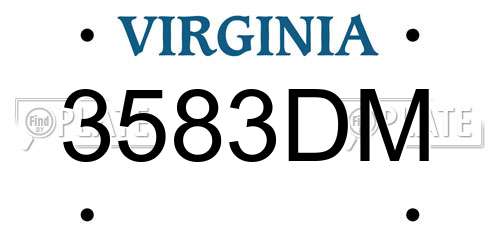 3583DM Virginia License Plate