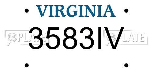 3583IV Virginia License Plate