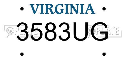 3583UG Virginia License Plate