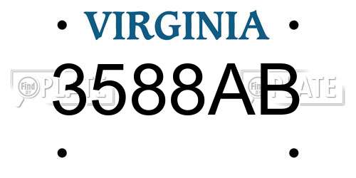 3588AB Virginia License Plate