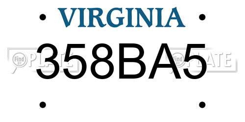358BA5 Virginia License Plate