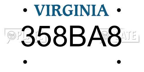 358BA8 Virginia License Plate