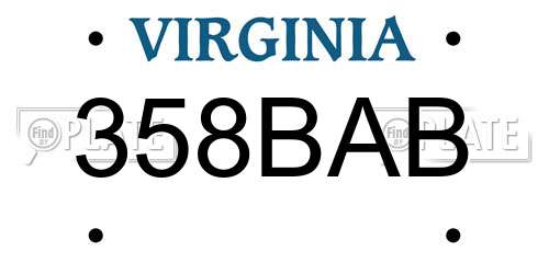 358BAB Virginia License Plate