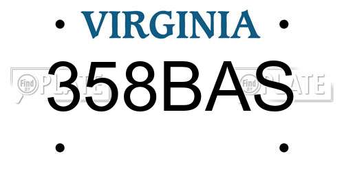 358BAS Virginia License Plate