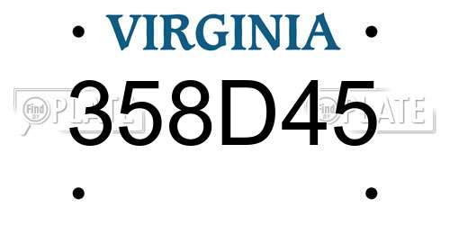 358D45 Virginia License Plate