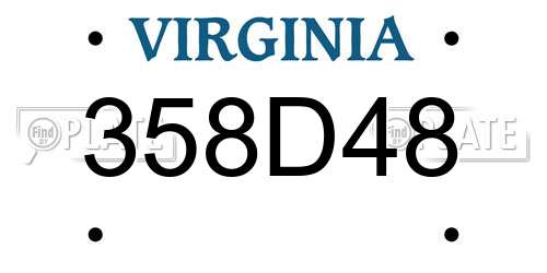 358D48 Virginia License Plate
