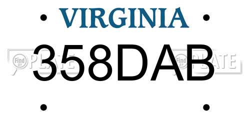 358DAB Virginia License Plate