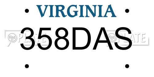 358DAS Virginia License Plate