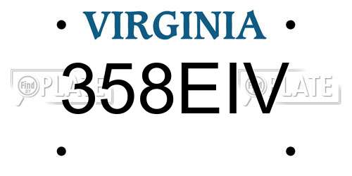 358EIV Virginia License Plate