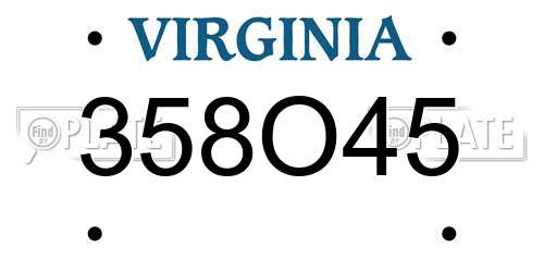 358O45 Virginia License Plate