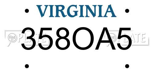358OA5 Virginia License Plate