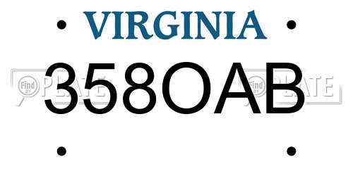 358OAB Virginia License Plate
