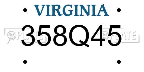 358Q45 Virginia License Plate