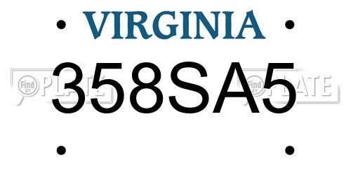 358SA5 Virginia License Plate