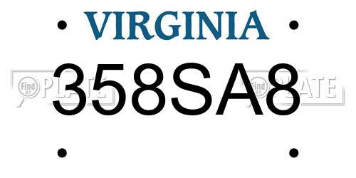 358SA8 Virginia License Plate