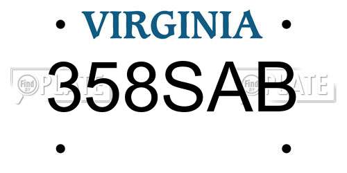 358SAB Virginia License Plate