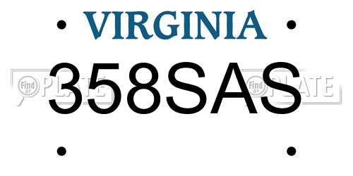 358SAS Virginia License Plate