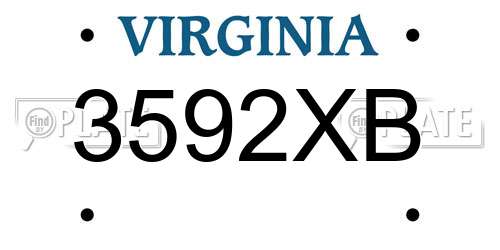 3592XB Virginia License Plate