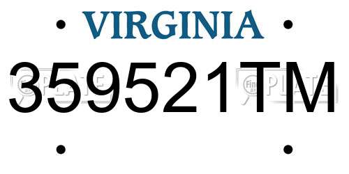 359521TM Virginia License Plate