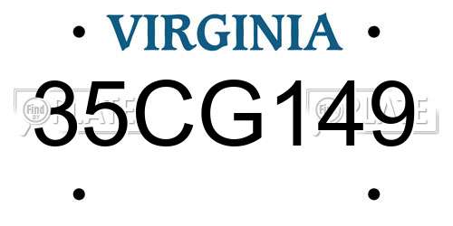 35CG149 Virginia License Plate