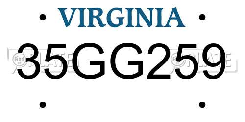 35GG259 Virginia License Plate
