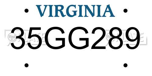35GG289 Virginia License Plate