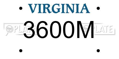 3600M Virginia License Plate