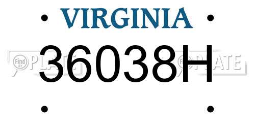 36038H Virginia License Plate