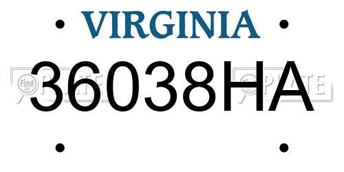 36038HA Virginia License Plate