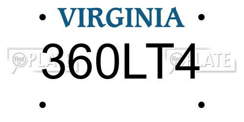 360LT4 Virginia License Plate