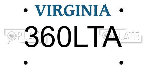 360LTA Virginia License Plate
