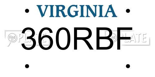 360RBF Virginia License Plate