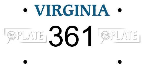 361 Virginia License Plate