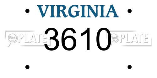 3610 Virginia License Plate