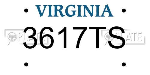 3617TS Virginia License Plate