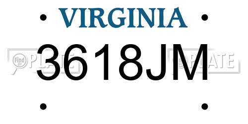 3618JM Virginia License Plate