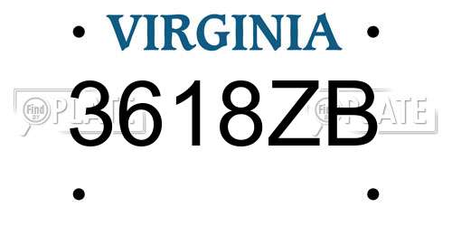 3618ZB Virginia License Plate