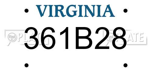 361B28 Virginia License Plate