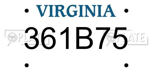361B75 Virginia License Plate
