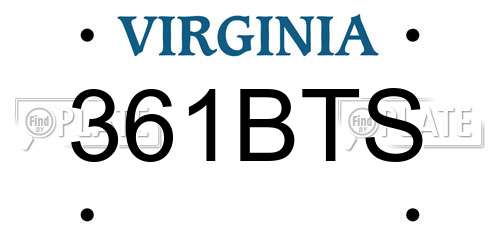 361BTS Virginia License Plate