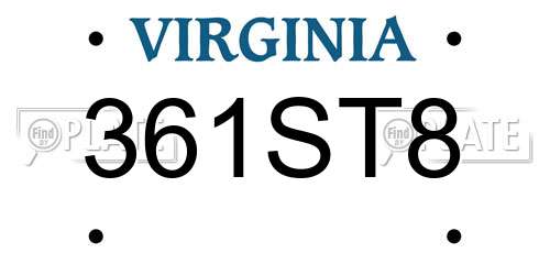 361ST8 Virginia License Plate