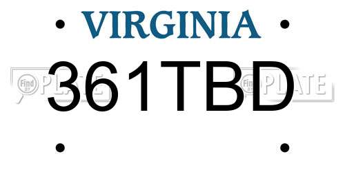 361TBD Virginia License Plate