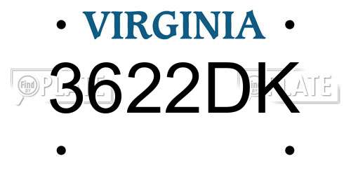 3622DK Virginia License Plate