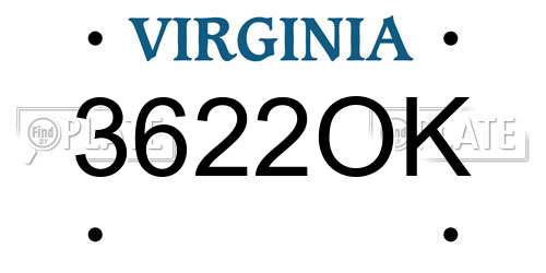 3622OK Virginia License Plate