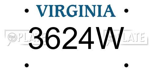 3624W Virginia License Plate